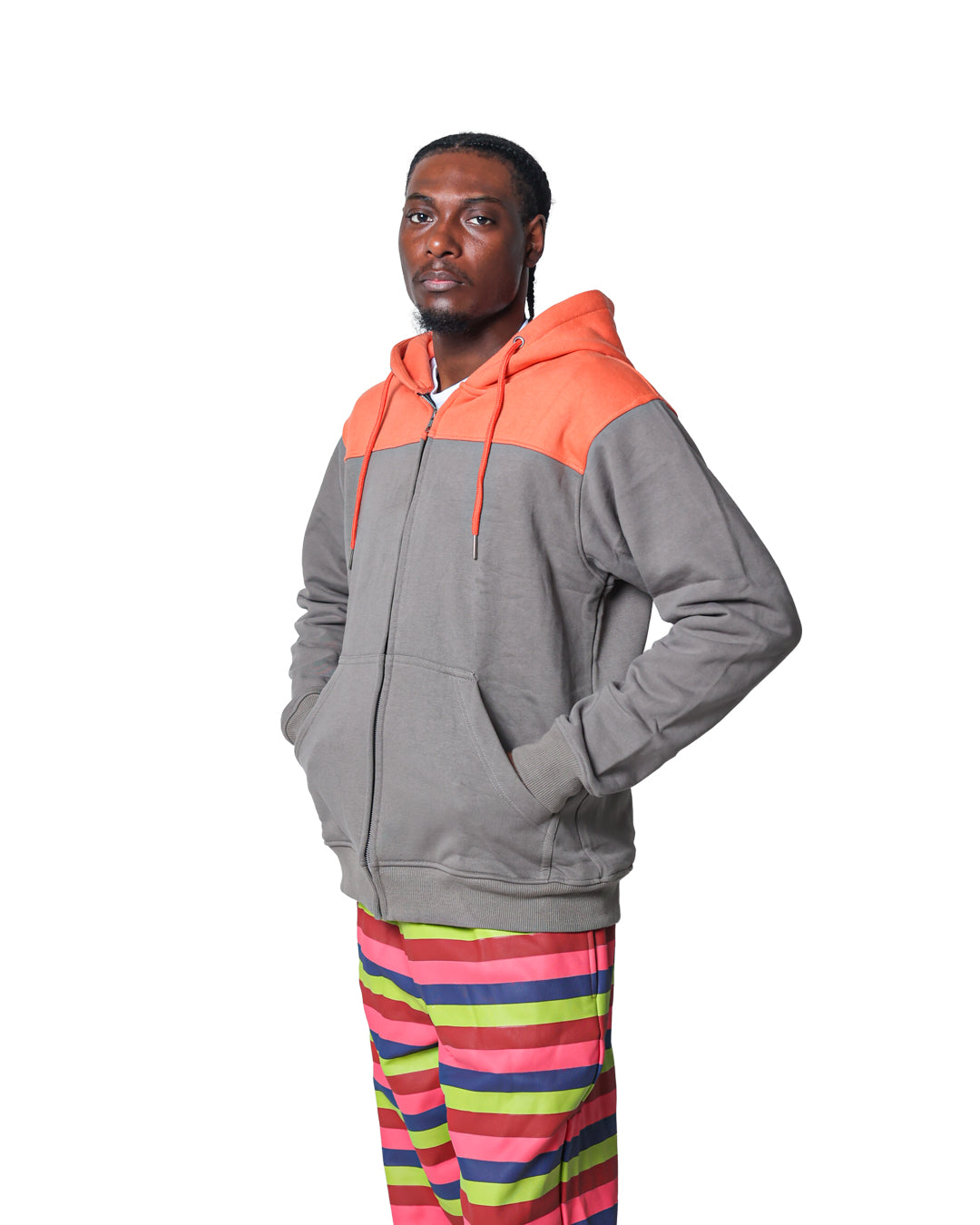 Two-Tone Zip Fleece (Peach/Gray)