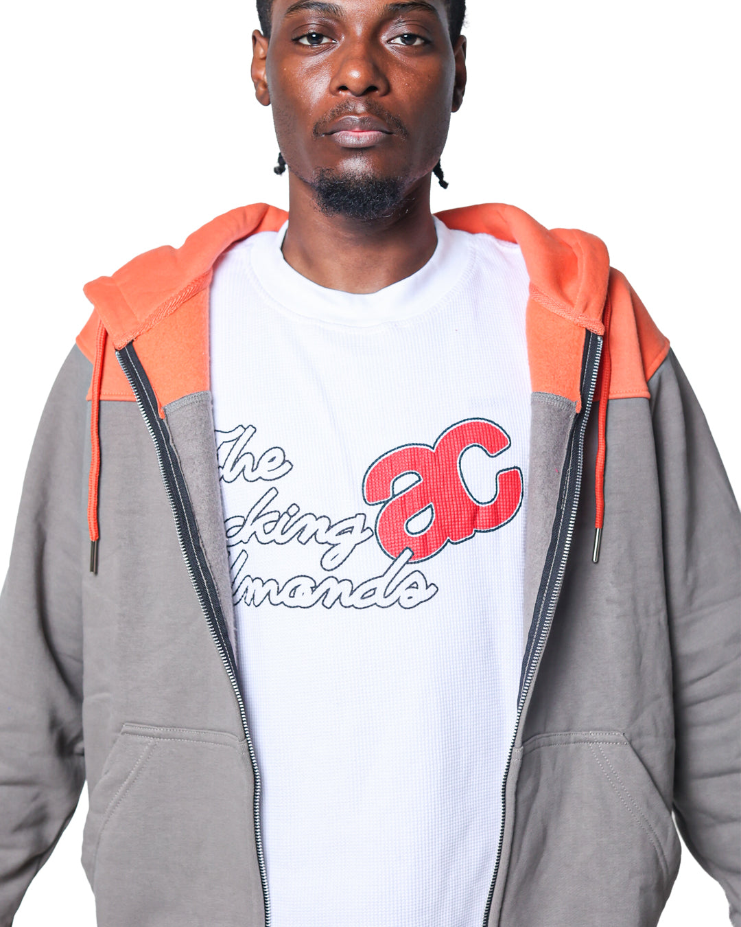 Two-Tone Zip Fleece (Peach/Gray)