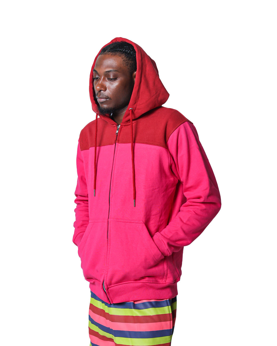 Two-Tone Zip Fleece (Red/Pink)