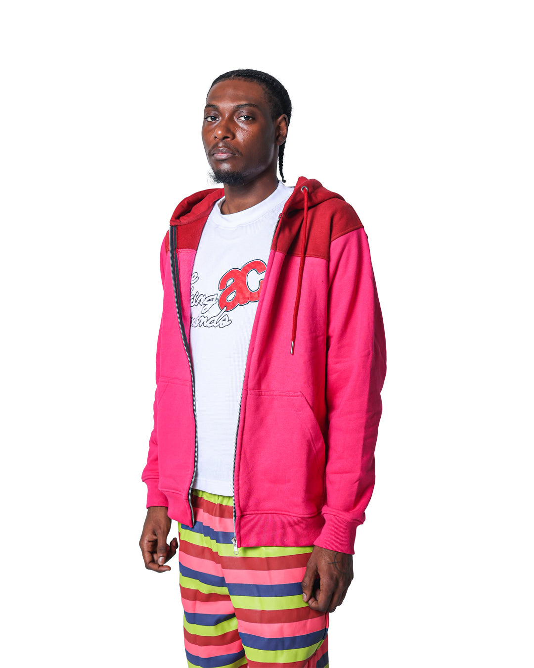Two-Tone Zip Fleece (Red/Pink)